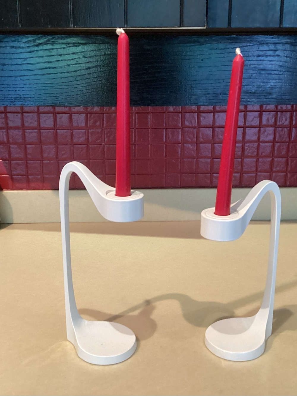 Pair of IKEA Jatteviktig Modern Sculptural Candle Holders